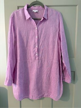 J. Jill Lavender Linen Button-Front Top